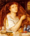 Femme se peignant les cheveux préraphaélite Brotherhood Dante Gabriel Rossetti